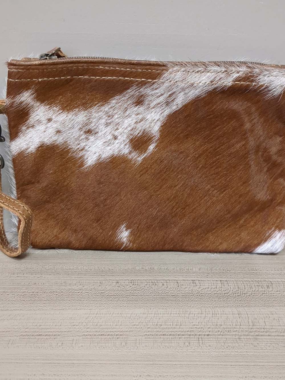 Myra Western Cowhide Fur Wristlet Purse Clutch